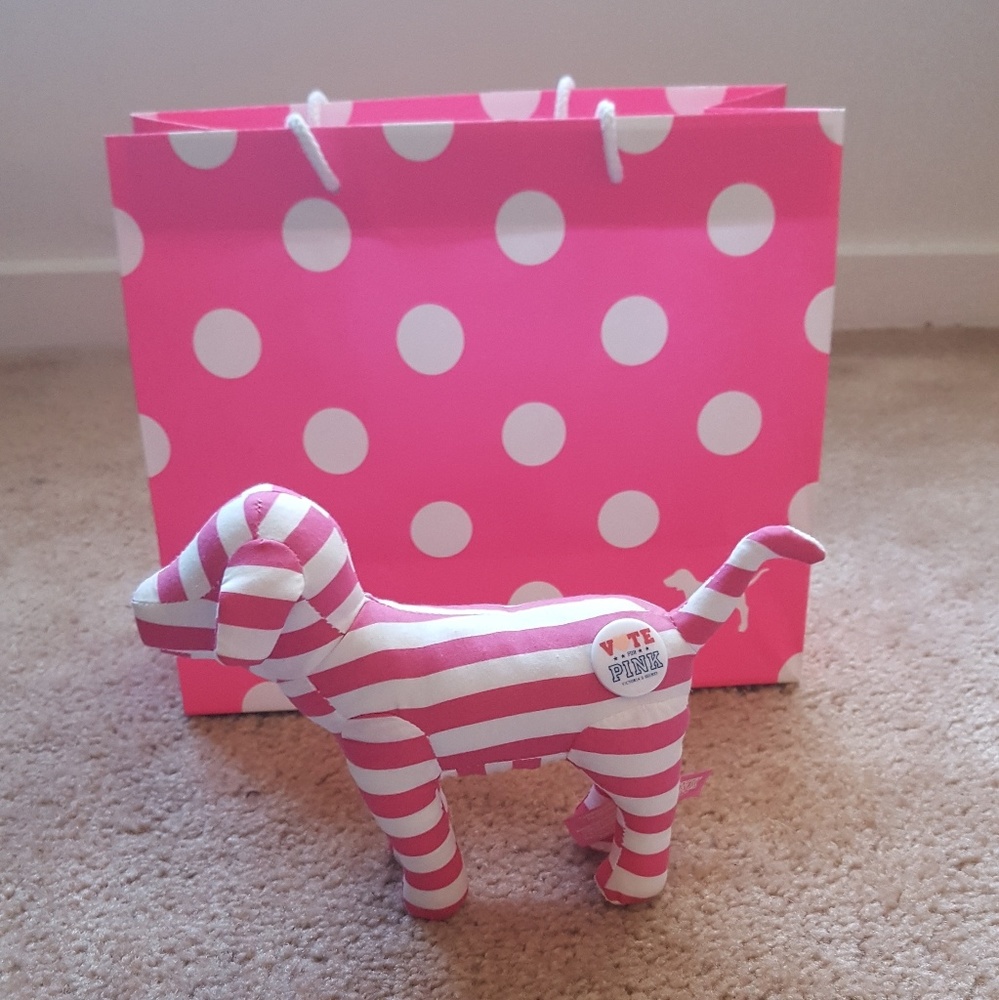 PINK Victoria's Secret White Pink Striped Dog - Picture 3 of 5